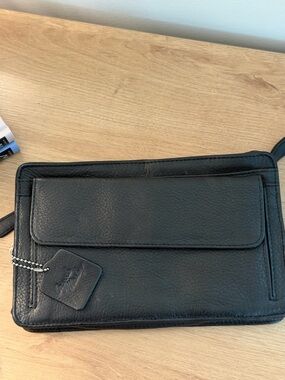 Osgoode Marley Leather Travel Wallet/ bag for men - Black leather